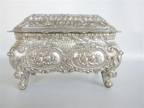 vintage silver plated jewelry box